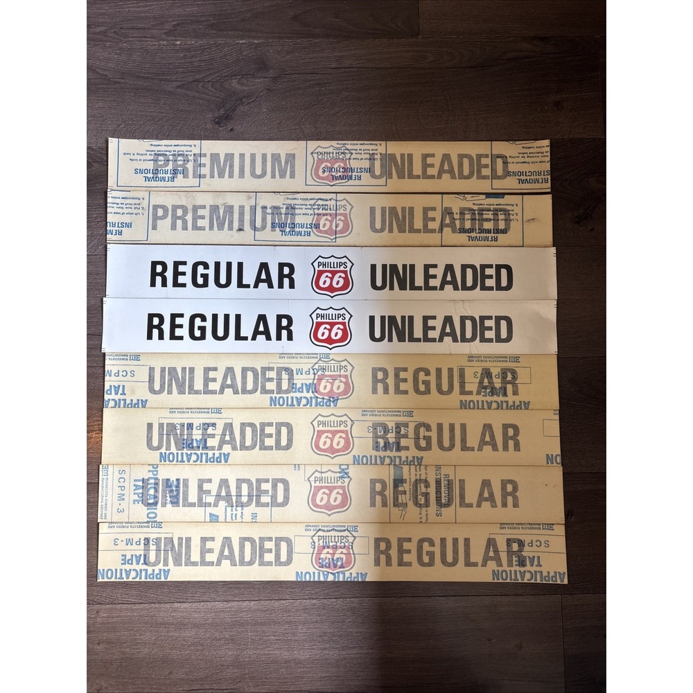 Vintage Phillips 66 Gas Sticker Unleaded Regular Premium Lot 8 Advertisement